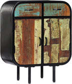 Vintage Industrial Sideboard with Solid Reclaimed Wood and Powder-Coated Iron, 4-Piece Storage Cabinet for Living Room Dining Area Home Office, Handcrafted Design Durable