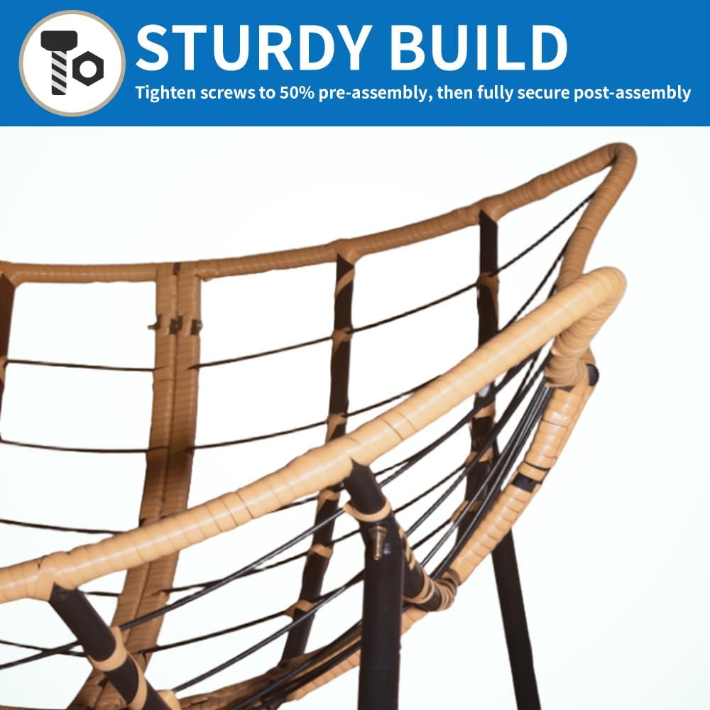 Larger Outdoor Rocking Chair, Rattan Wicker Lounge Chair, for Bedroom, Living...