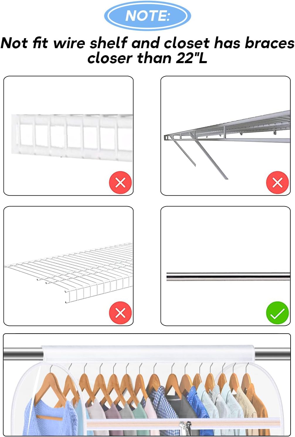 35" Hanging Garment Bags for Closet Storage Large Clear Garment Bags for Hanging Clothes Garment Rack Cover Coat Protector for Suit, Wardrobe, Bottom Enclosed