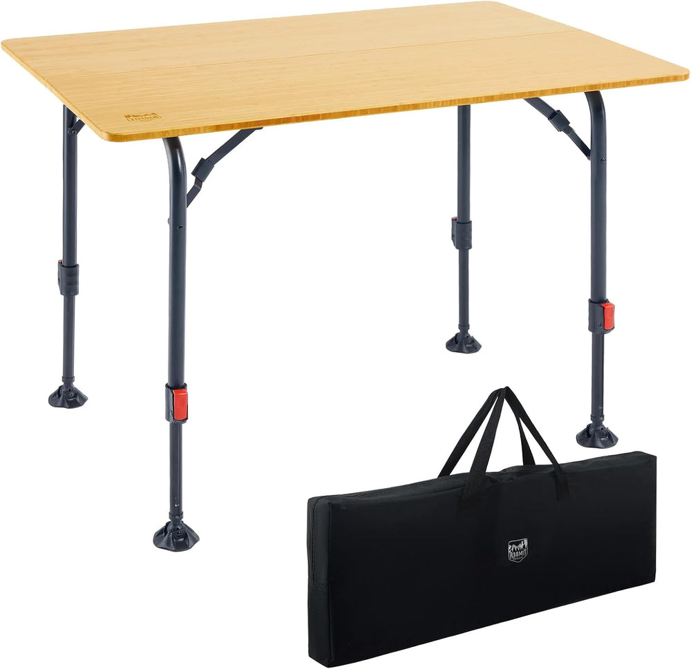 TIMBER RIDGE Bamboo Folding Camping Table, Portable RV Picnic Table | Adjusta...