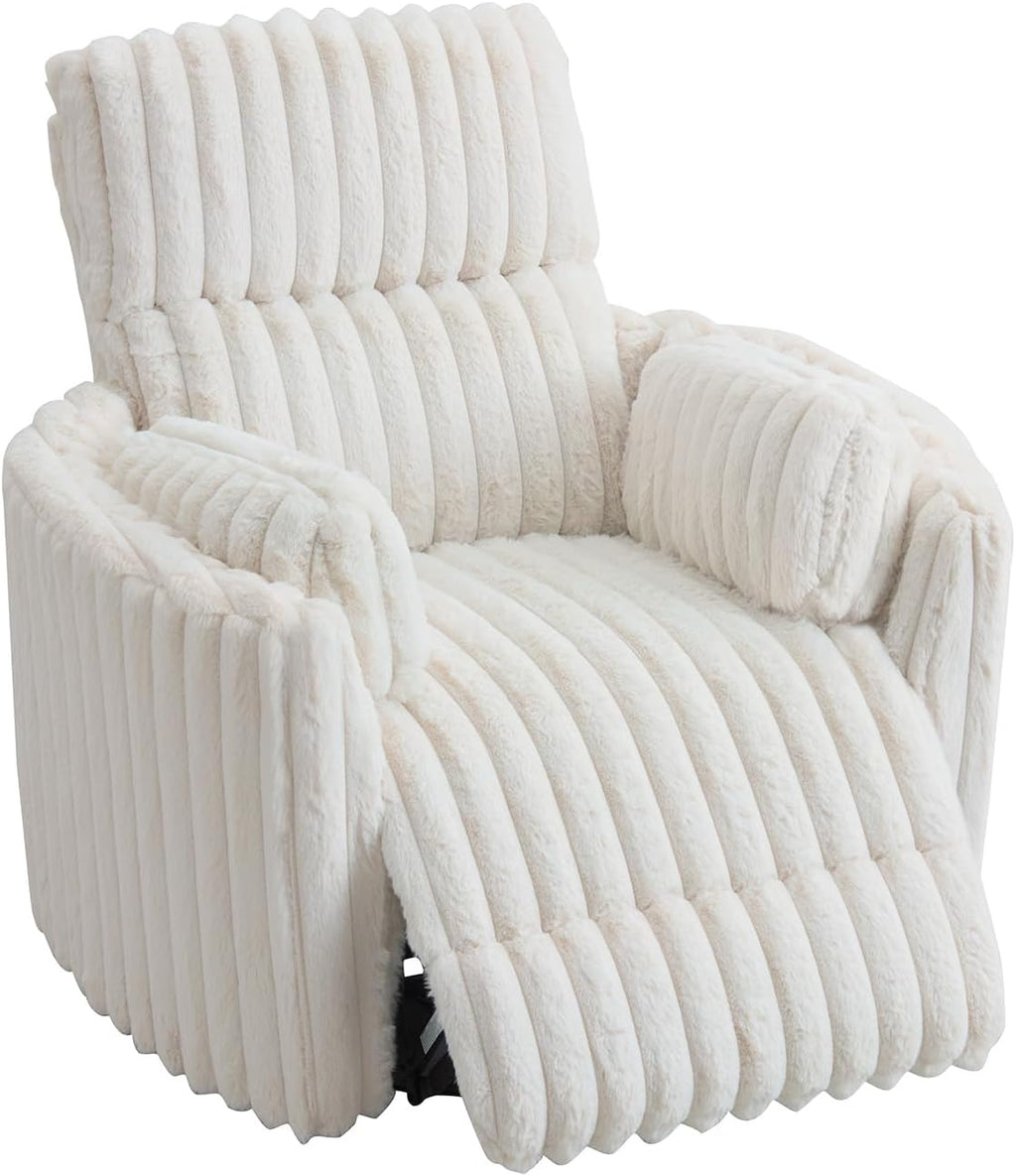 Jocisland Power Rocking Nursery Chair, Oversized Recliner Swivel Glider Chairs for Adults with 2 Pillows, USB & Type-C, Beige Corduroy