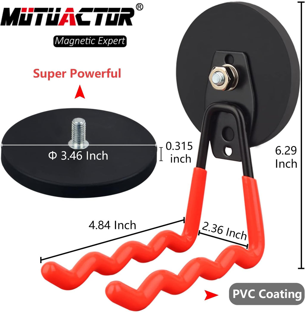 MUTUACTOR 2Packs Large Capability Heavy Duty Magnetic Hooks, Strong Magnet Hooks for Hanging Power Tools, Grill Utensils, Impact Drivers
