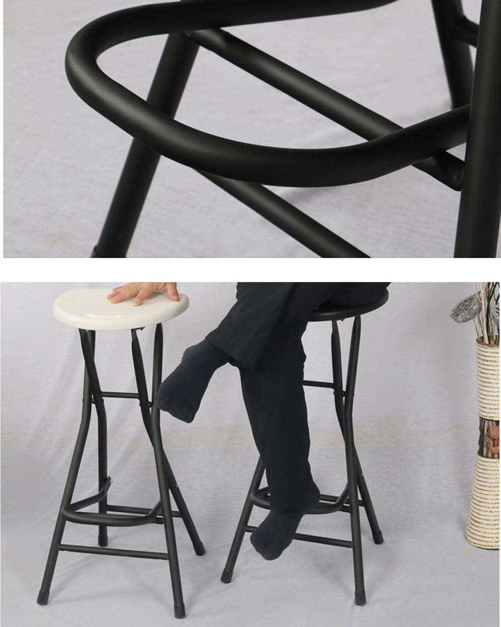 28 inch Black Bar Stool,Portable Stool for Adults Foldable Stools with Handle...