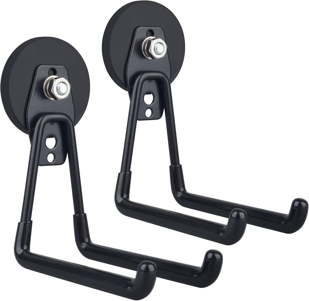 MUTUACTOR Large Garage Hooks,2PCS Storage Magnetic Hooks Heavy Duty,Anti-Slide Garage Hanger Magnetic Mounting,Garage Organization for Power Drill,Garden Tools,Hose,Tool Chest,Steel Pegboard,Workshop