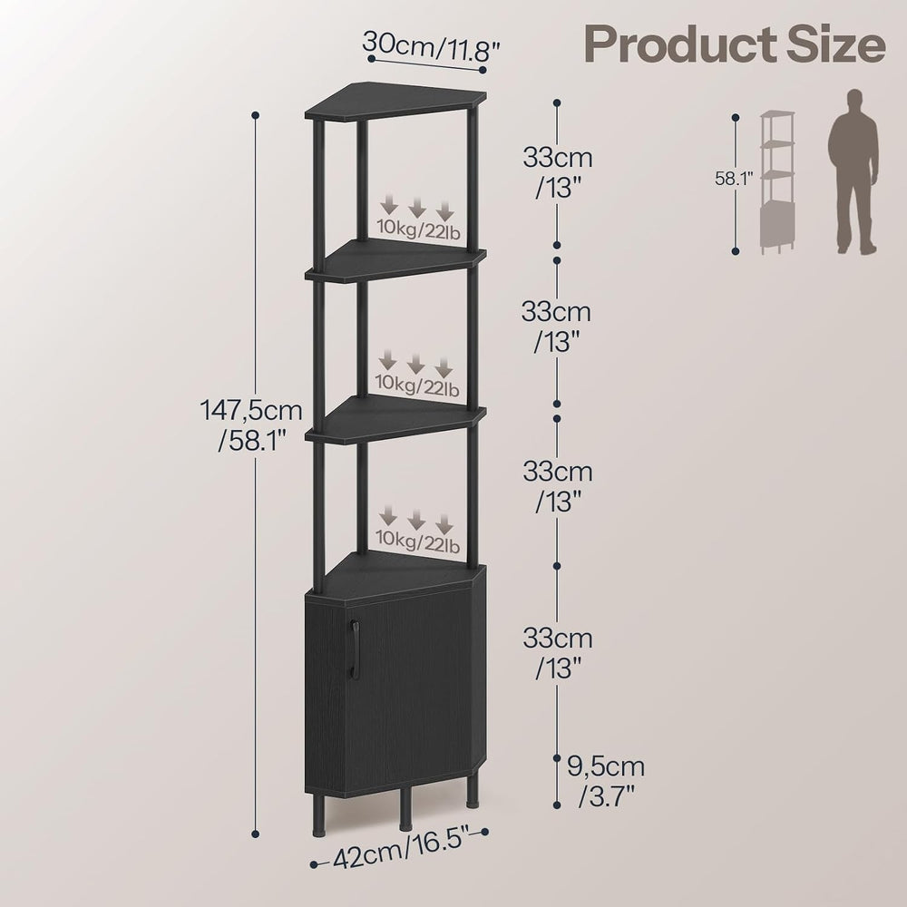 HOOBRO Corner Cabinet with LED Light, Corner Shelf Stand with Storage and Doo...