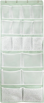 18 Pockets Over the Door Organizer with 4 Kind Pockets,Behind Door Shoes Rack,Back of Closet Storage Organization for Socks,Hat,Underwear,Luggage Packing,Hanging Holder Shelf in Home Dorm,Travel,Green