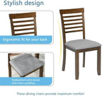 5-Piecern Dining Table Set, Kitchen Set with One Rectangular Table and 4 Upholstered Chairs, Living Room Chairs with Ladder Backrest and Comfortable Seat Cushion, Walnut
