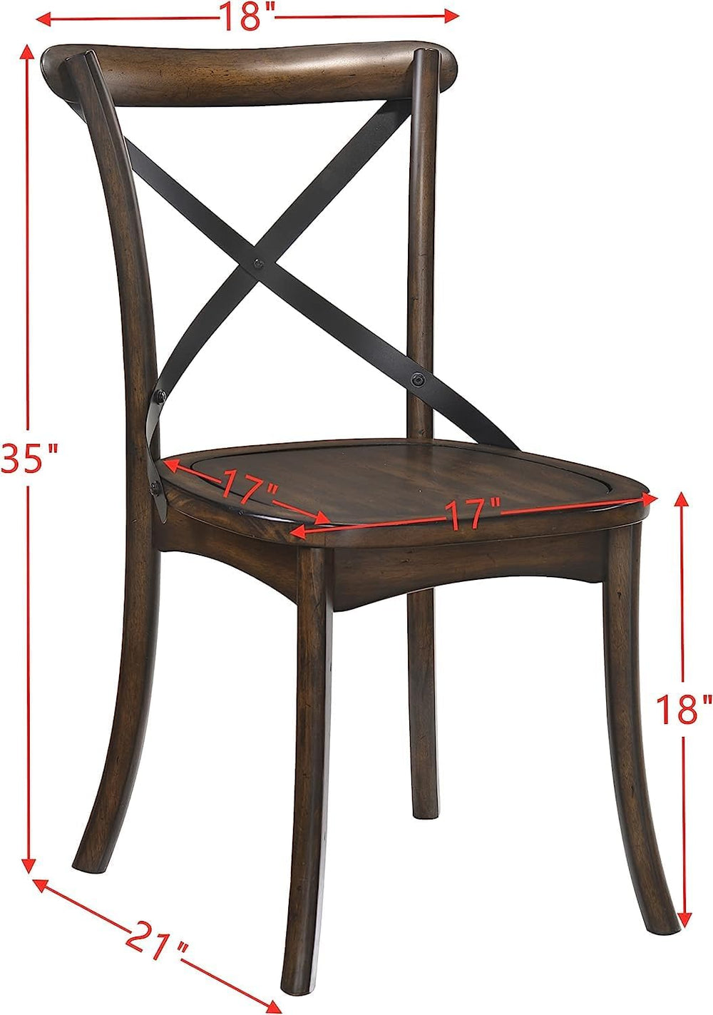 JUSTONE Set of 2 Cross Back Chair, Dining Chair Furniture 2-Pack, Sturdy X-Ba...