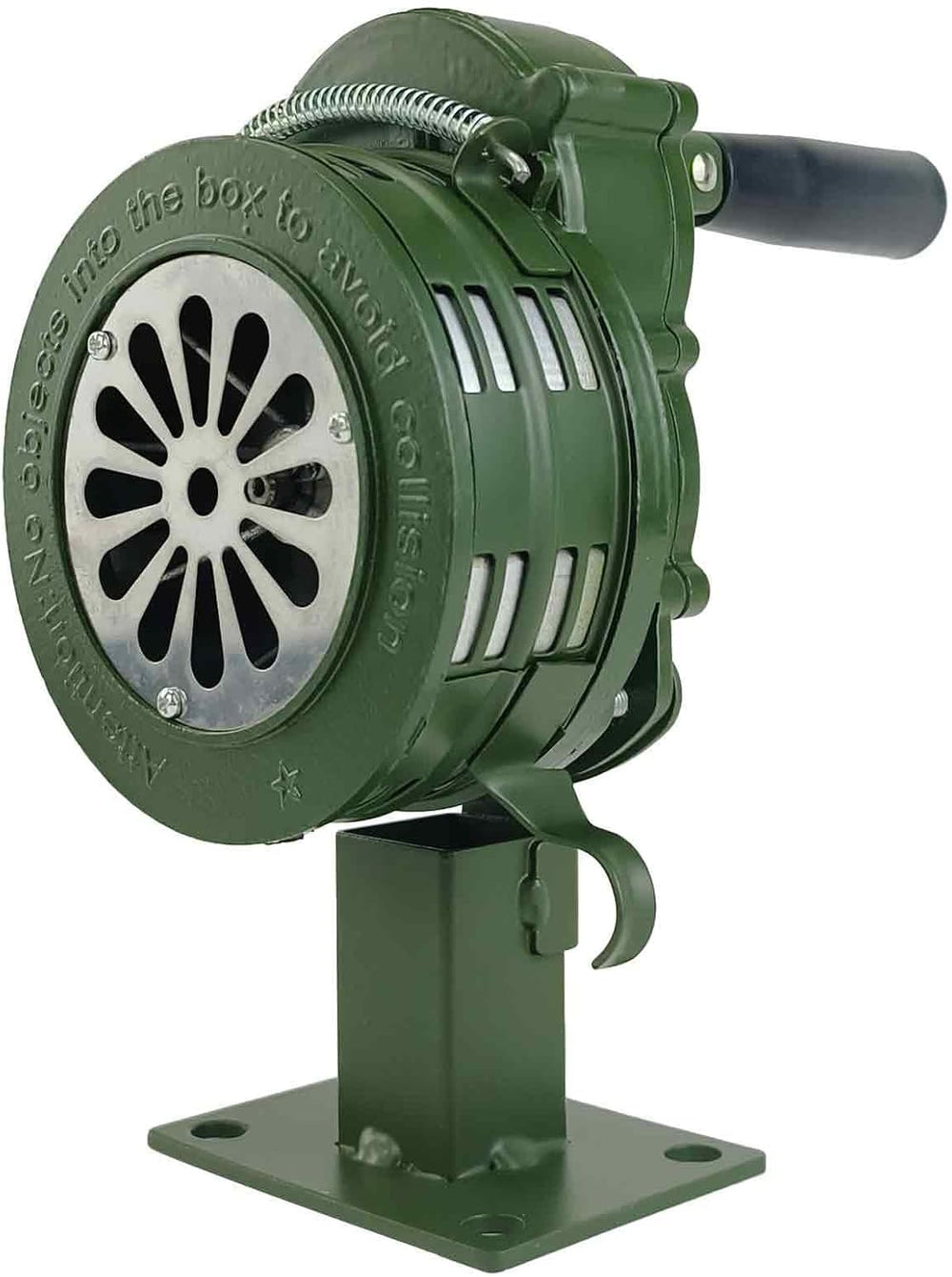 Hand Crank Air Raid Siren 110dB Base Mount Manual Emergency Alarm