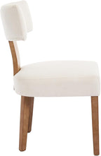 Modern Dining Chairs Set of 2, Upholstered Kitchen Chairs with Curved Back, Farmhouse Linen Fabirc Dining Room Chair Comfy Wood Chairs for Living Room/Home Office/Reception, Beige