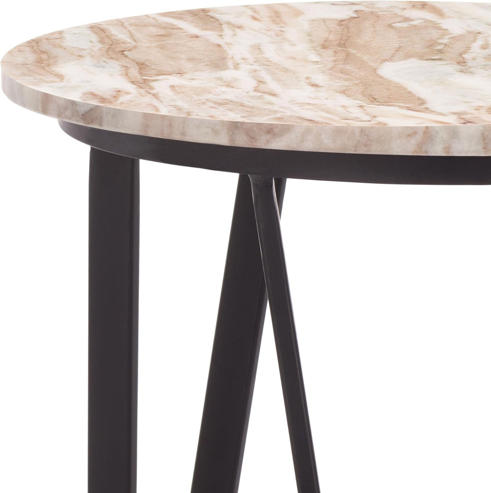 SAFAVIEH Home Collection - Reni Brown Marble & Black Metal Accent Table, ...