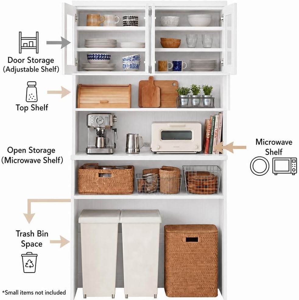Garvee 71.5" Kitchen Cabinet with Trash Can Storage, Kitchen Trash Can C...