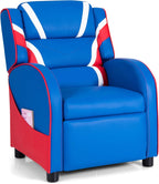 HONEY JOY Kids Recliner, Youth Gaming Reclining Chair w/Side Pocket, Ergonomic Headrest & Footrest, Upholstered Leather Lounge Chair for Boys Girls, Manual Adjustable Single Sofa Chair for Living Room