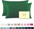 Silk Pillow Cases 2 Pack Soft Breathable and Sliky King Size Pillow Cases Set of 2,Natural Mulberry Satin Silk Pillowcase with Hidden Zipper for Hair and Skin (Olive Green,20"X 36",2pcs)