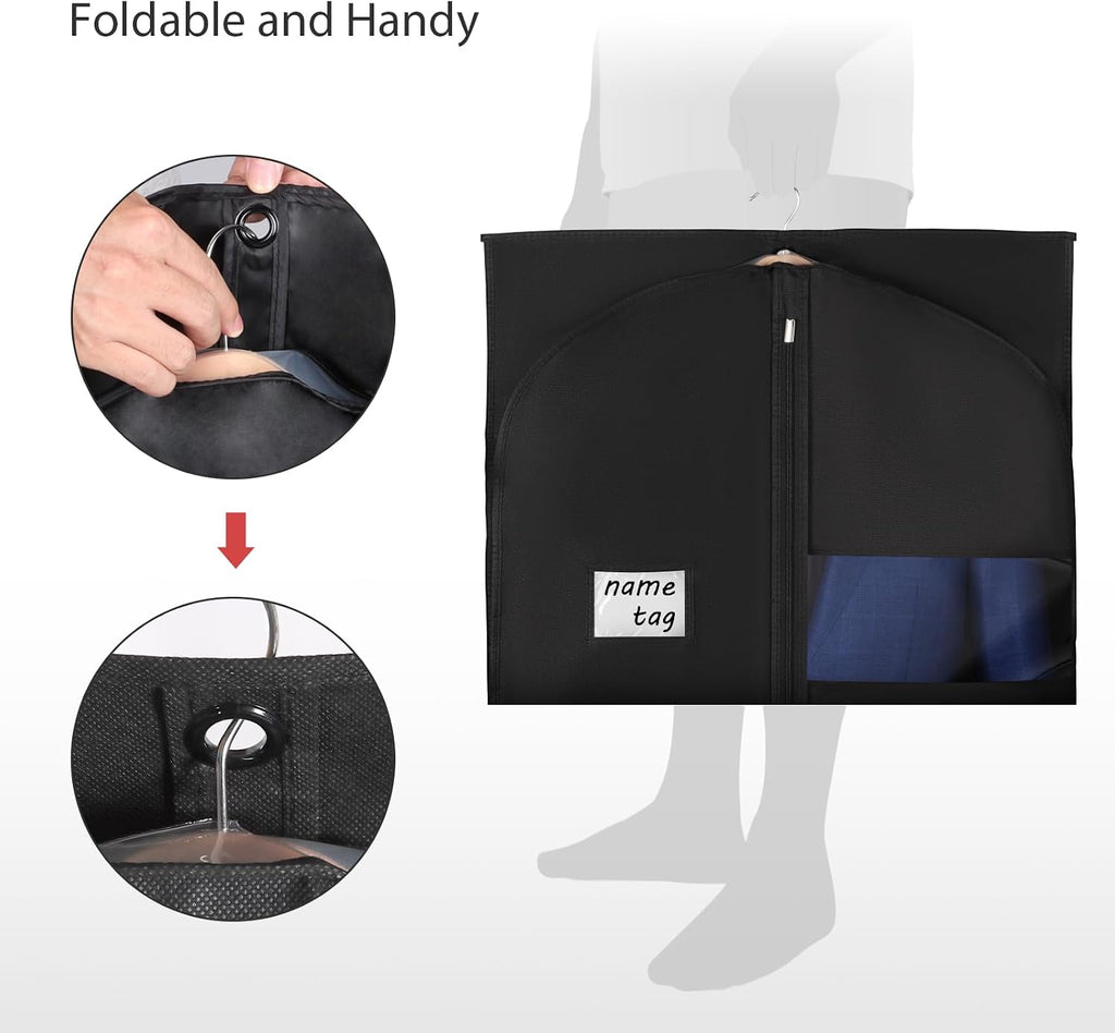 Univivi Suit Bags Garment Bag for Men Storage, 40 Inch, 10 Pack | Breathable Garment Bag, Dustproof Suit Travel Bag, Clear Window and ID Card Holder for Suits, Jackets, Shirt and Coat