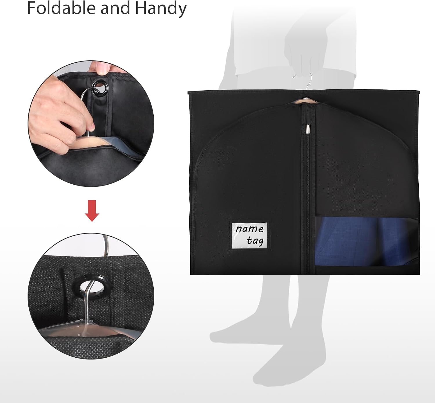 Univivi Suit Bags Garment Bag for Men Storage, 40 Inch, 10 Pack | Breathable Garment Bag, Dustproof Suit Travel Bag, Clear Window and ID Card Holder for Suits, Jackets, Shirt and Coat