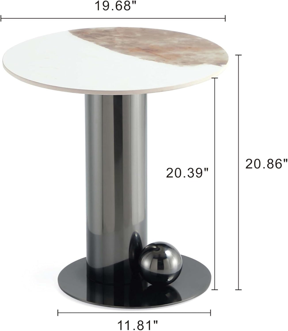 Manhattan Comfort Laurel 2 Piece Set, Round End and Coffee Tables with Sinter...