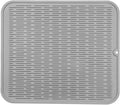 Silicone Dish Drying Mat for Multiple Usage,Easy clean,Eco-friendly,Heat-resistant Silicone Mat for Kitchen Counter or Sink,Refrigerator or Drawer Liner Grey XL 18 inches x 16 inches
