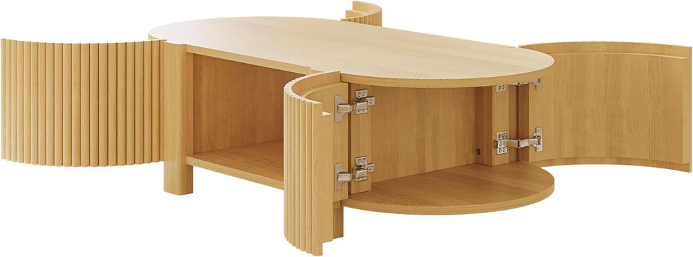 Flieks Living Room Table Set of 2 with 1 Coffee Table and 1 Side Table, Rubbe...