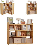 Wooden Extendable Shelf Bookcase - 3-Tier Ladder Short Bookshelf for, Multi-Scene Use for Living Room, Bedroom, Home Office (Oak)