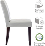 Watson & Whitely Upholstered Kitchen & Dining Room Chairs with Low Back, Faux Leather Armless Dining Chairs with Solid Wood Legs, Set of 2, Light Grey