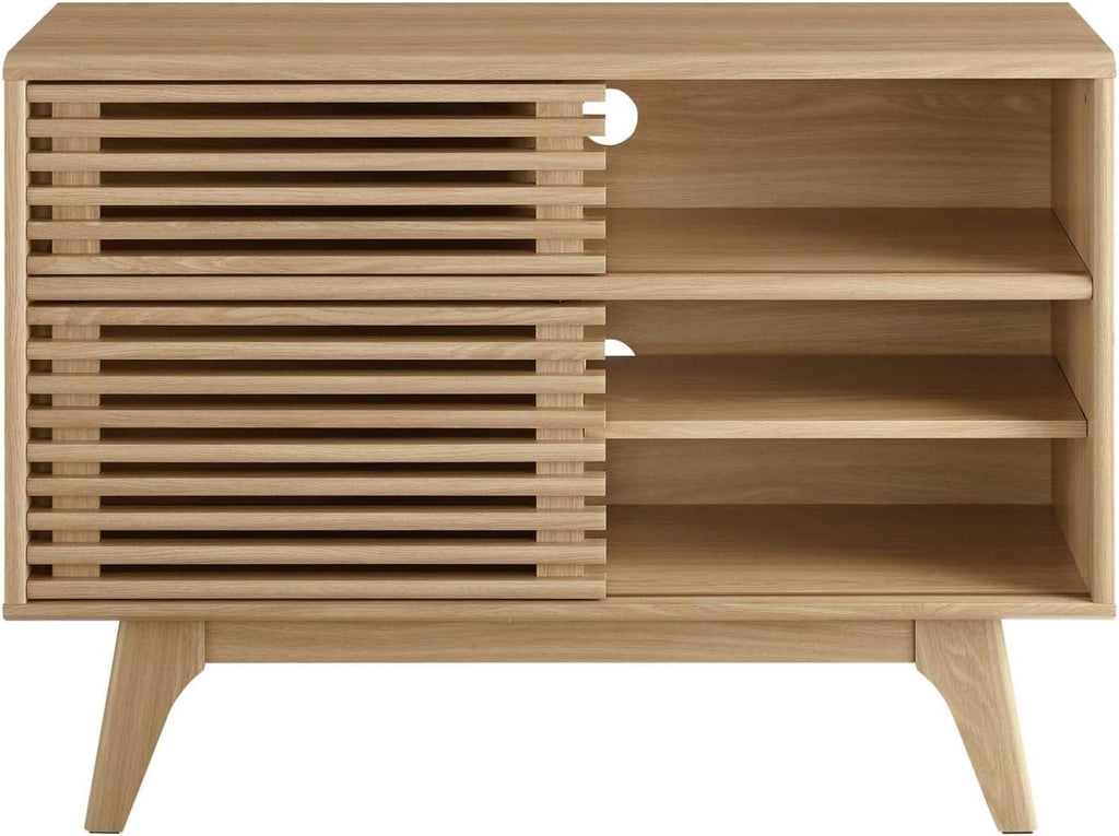 Modway Render Mid-Century Modern Two-Tier Display Stand in Oak