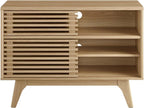 Modway Render Mid-Century Modern Two-Tier Display Stand in Oak