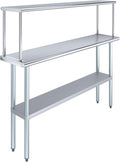 Stainless Steel Work Table with Wide Single Tier Overshelf | Metal Kitchen Prep Table & Shelving Combo (14" x 60" Work Table + 12" Overshelf)