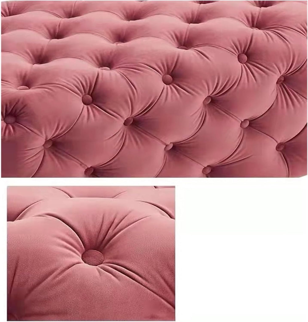 Modern Entryway Bench Rustic Fabric Upholstered Bedroom Seat Button Tufted Ot...