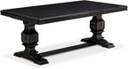 NKFL9-SBB-21-9-Piece Kitchen Table Set Consists of a Wooden Table and 8 Mineral Blue Linen Fabric Parson Chairs with Padded Chair Back - Sand Blasting Black Finish.