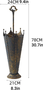 Vintage American Style Iron Umbrella Stand, Creative Storage Rack with Shelf for Living Room Sofa Side, Decorative Metal Organizer for Home Garden