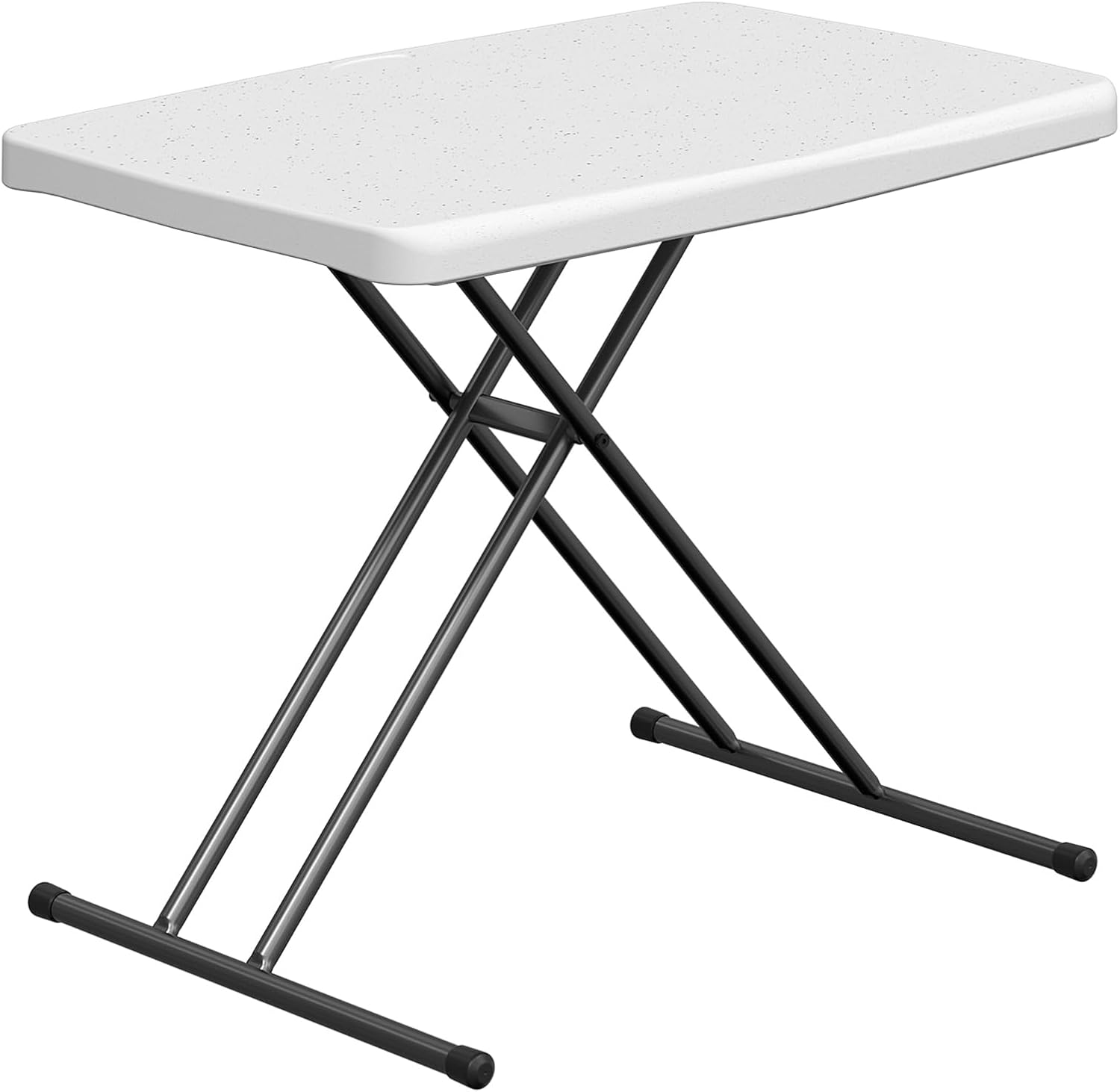 30 Inch Folding Table, Adjustable Height TV Tray for Small Spaces, Heavy Duty Foldable Utility Table for Laptop, Dining, Camping, No Assembly, 200 lbs Capacity, White Granite