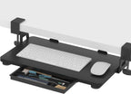 ETHU Keyboard Tray Under Desk, 19.7" X 11.81" Small Size Keyboard Drawer with C Clamp-on Mount Easy to Install, Computer Keyboard Stand Slide Pull Out, Ergonomic Keyboard Tray for Home & Office, Black