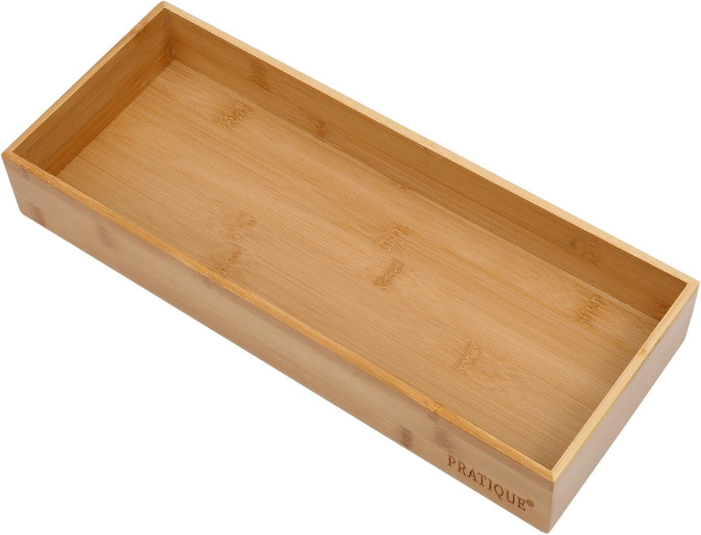Bamboo Drawer Organizer - Kitchen Utensil Organizer Silverware Tray Cutlery Holder，Office Desk Supplies and Accessories (15X5.9X2.6 inch)