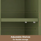 ChooChoo Narrow Bathroom Storage Cabinet with Adjustable Shelves and Drawer | Tall Slim Storage Cabinet, Freestanding Cupboard for Small Spaces, Green