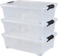 Zopnny 3-Pack 20 Quart Under Bed Shoe Storage Organizer, Underbed Storage Container Box with Wheels, Clear