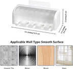 5 Slots Toothbrush Holder Wall Mount with Cover, Self Adhesive Toothbrushes Storage Organizer Perfect for Dorm Bathrooms and Shower, Holds 5 Toothbrushes. (White)