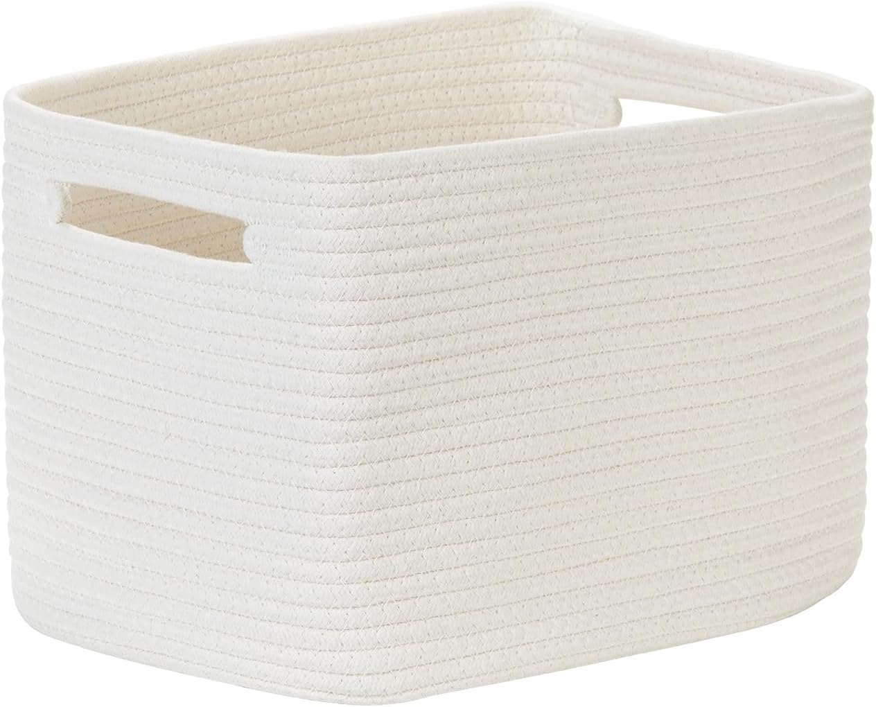 Temary Woven Storage Baskets, Set of 3 Rope Baskets for Storage Clothes, Towels, Versatile Boho Storage Bins (White, 13"x9.8"x8.5")