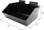 SSWBasics 12 x 5 ½ x 9 ½ inch Black Plastic Dump Bin - For Slatwall - Set of 2 - Perfect for Retail, Convenience Store, Salon, and Home Use For Storage and Organizing