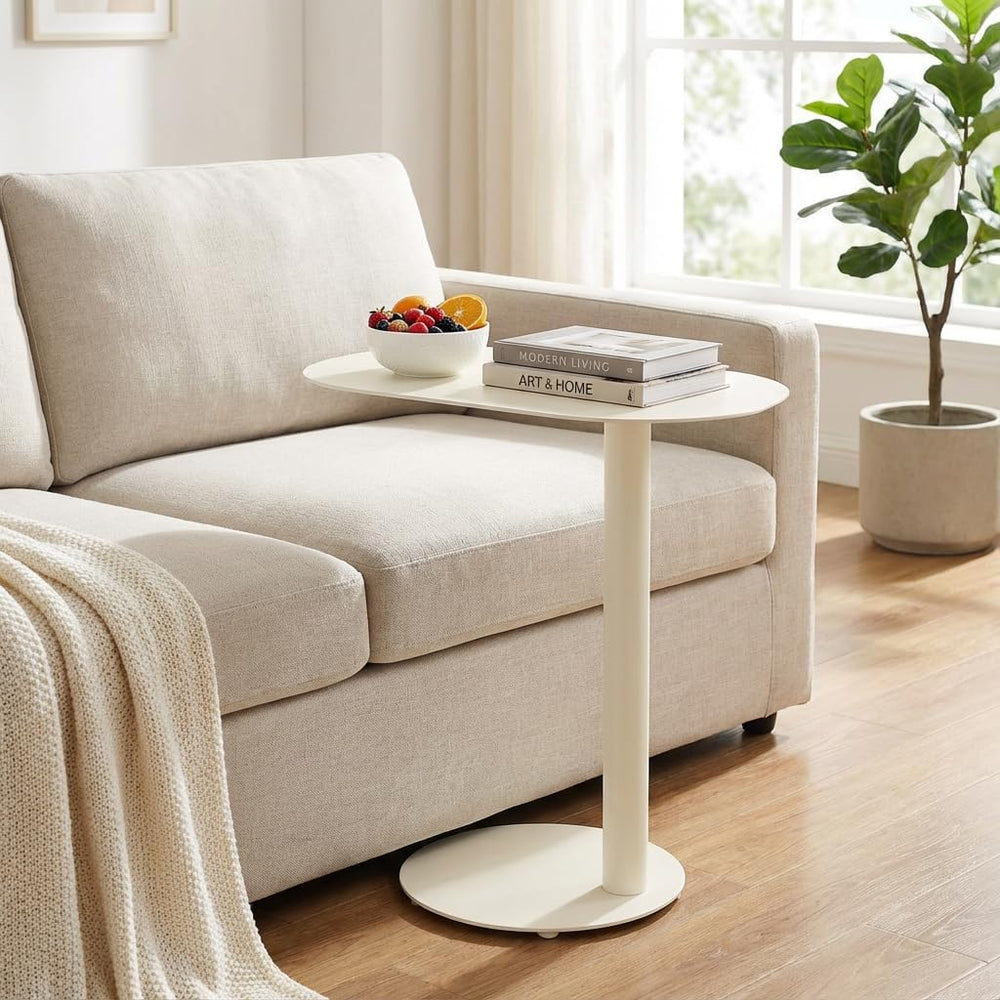 C-Shaped Side Table, Modern Metal End Table for Couch Slim Sofa Side Table Sn...