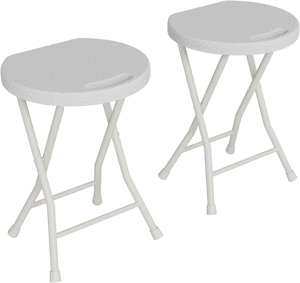 Folding Stool with Handle - Folding Chair, Folding Bar Stool with Non-Slip Feet, 600 lbs Capacity, Indoor and Outdoor Foldable Stool for Adults (13"×11.5"×18")