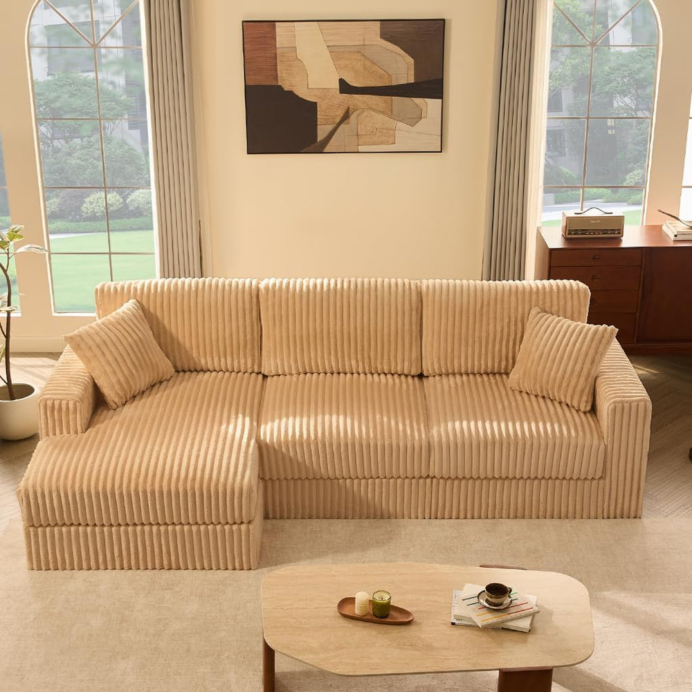 GOSUHI 113" L-Shaped Cloud Couch, Modular Sectional, Deep Seats, Camel |...