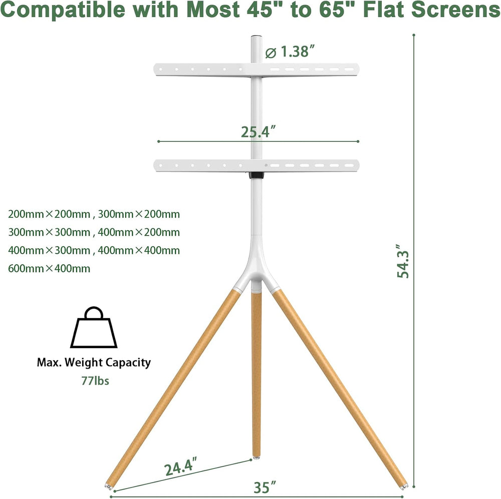 UPGRAVITY White TV Stand Tripod for 45" to 65" Flat Screens up to 7...
