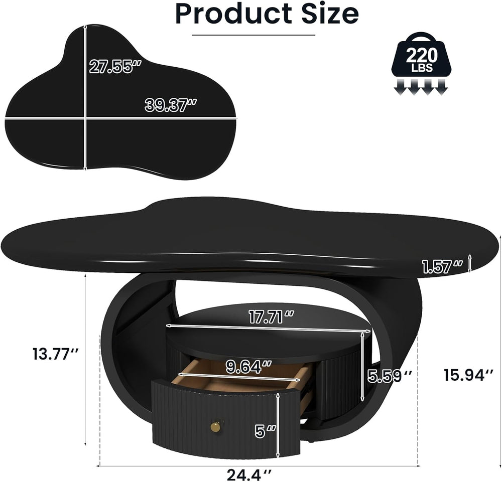 Irregular Cloud Coffee Table with Storage Drawer, Modern Center Tables