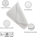 Silicone Dish Drying Mat for Multiple Usage,Easy clean,Eco-friendly,Heat-resistant Silicone Mat for Kitchen Counter or Sink,Refrigerator or Drawer Liner White XL 18 inches x 16 inches