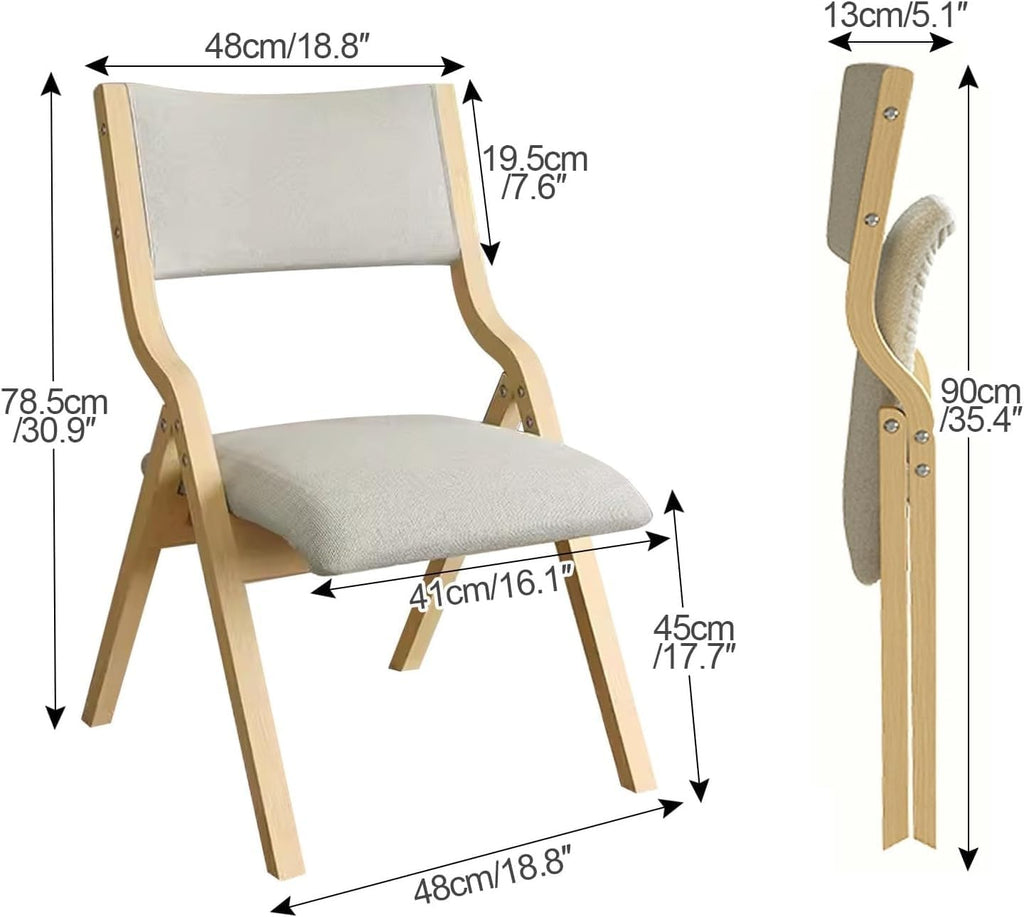 4 Pack Folding Dining Chairs with Padded Seats Wooden Folding Removable Cushion Cover Stackable Wood Single(Blue)