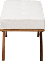 Baxton Studio Orella Japandi Cream Boucle Fabric and Walnut Brown Finished Wood Bench