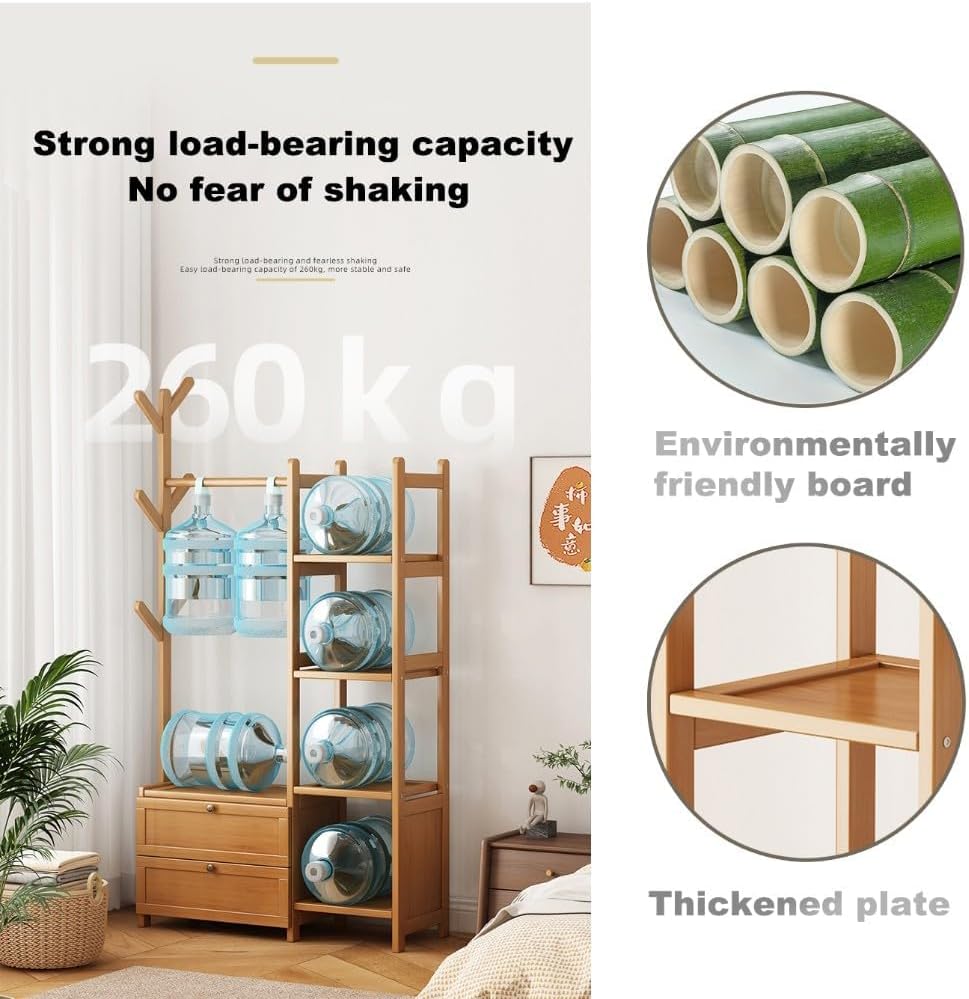 Open Wardrobe for Bedroom - Wooden Clothes Rail with Drawers, Free Standing G...