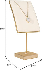 GemeShou Beige jewelry stand necklace holder, Gold necklace display stands for selling, Velvet necklace hanger storage【Beige】
