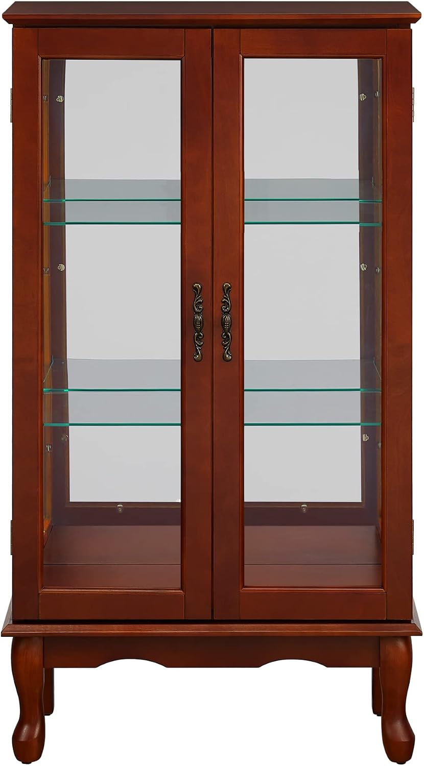 Ball & Cast Lighted Curio Cabinet,3-Tier Glass Display Cabinet with Adjus...